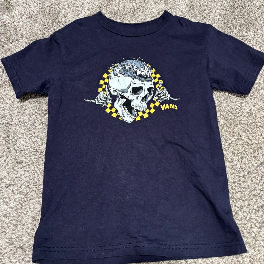 Vans Kids Navy Tee with Skull Design